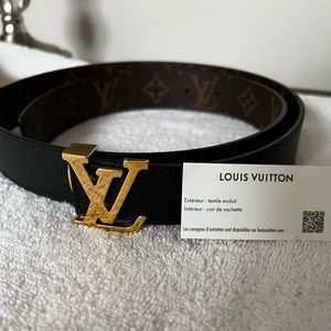 Louis Vuitton 30MM reversible Belt- Brown LV Print & Black Size 85